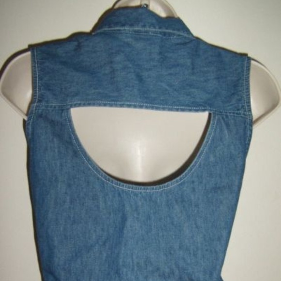 Vintage Beautifully denim blue Summer Top Shirt - Picture 3 of 4